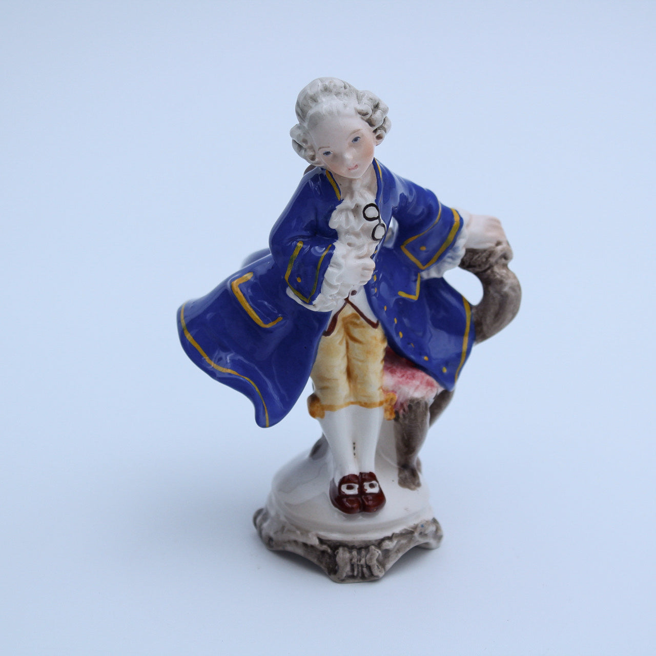 Italian Porcelain Gentleman Figurine – Hand‑Painted Blue Coat Accent
