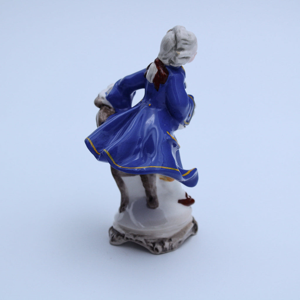 Italian Porcelain Gentleman Figurine – Hand‑Painted Blue Coat Accent