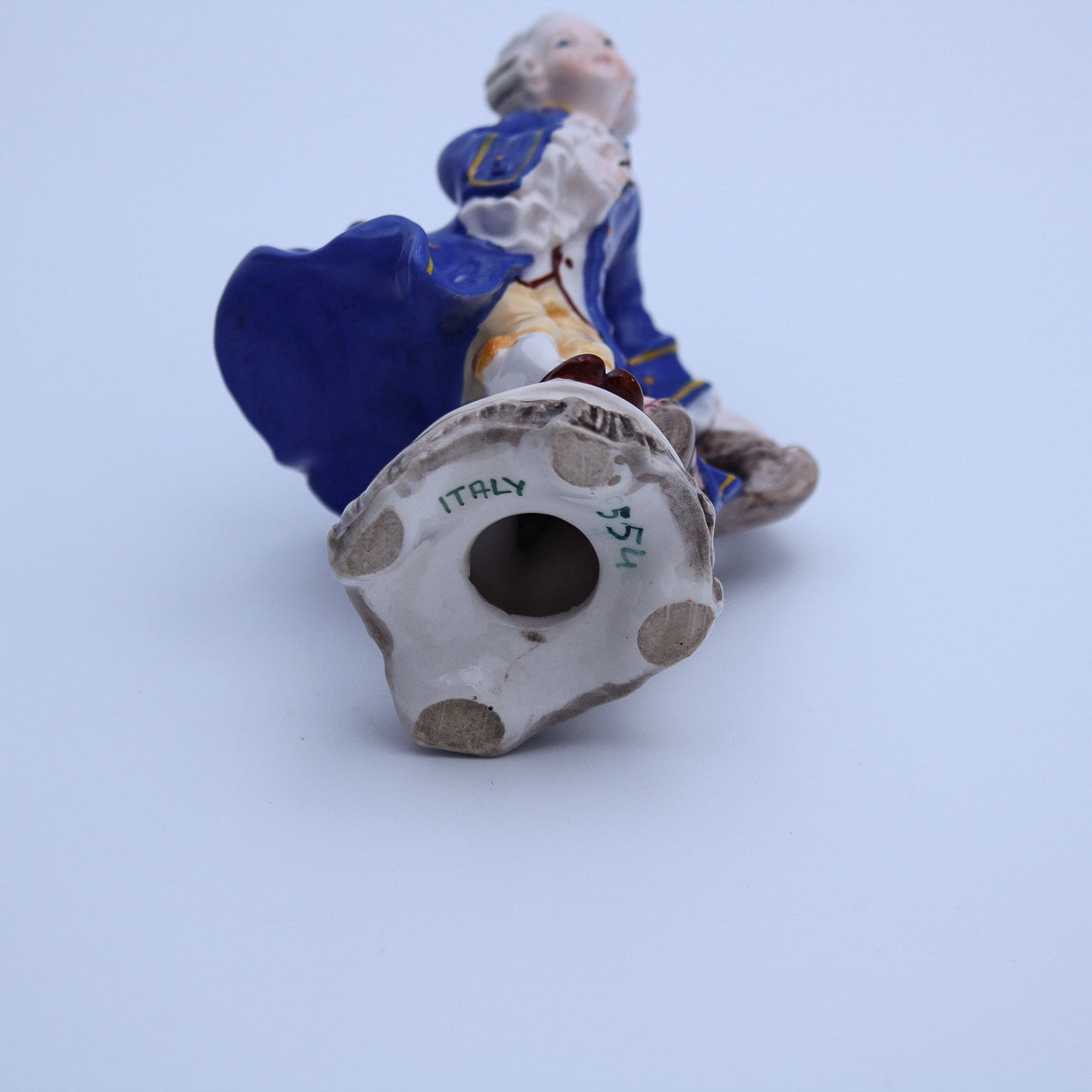 Italian Porcelain Gentleman Figurine – Hand‑Painted Blue Coat Accent
