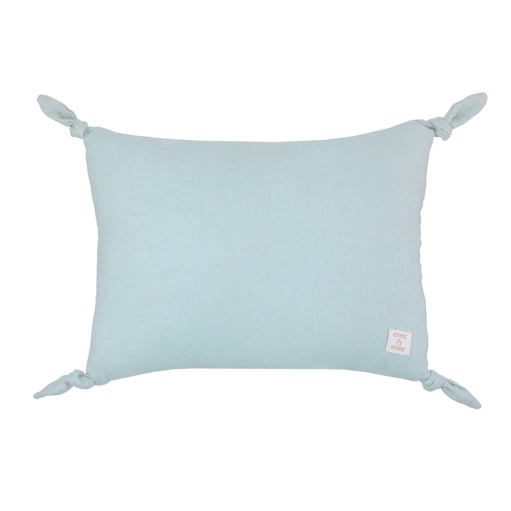 NoJo Follow Your Dreams Dusty Teal Embroidered Tied Corners Decorative Pillow