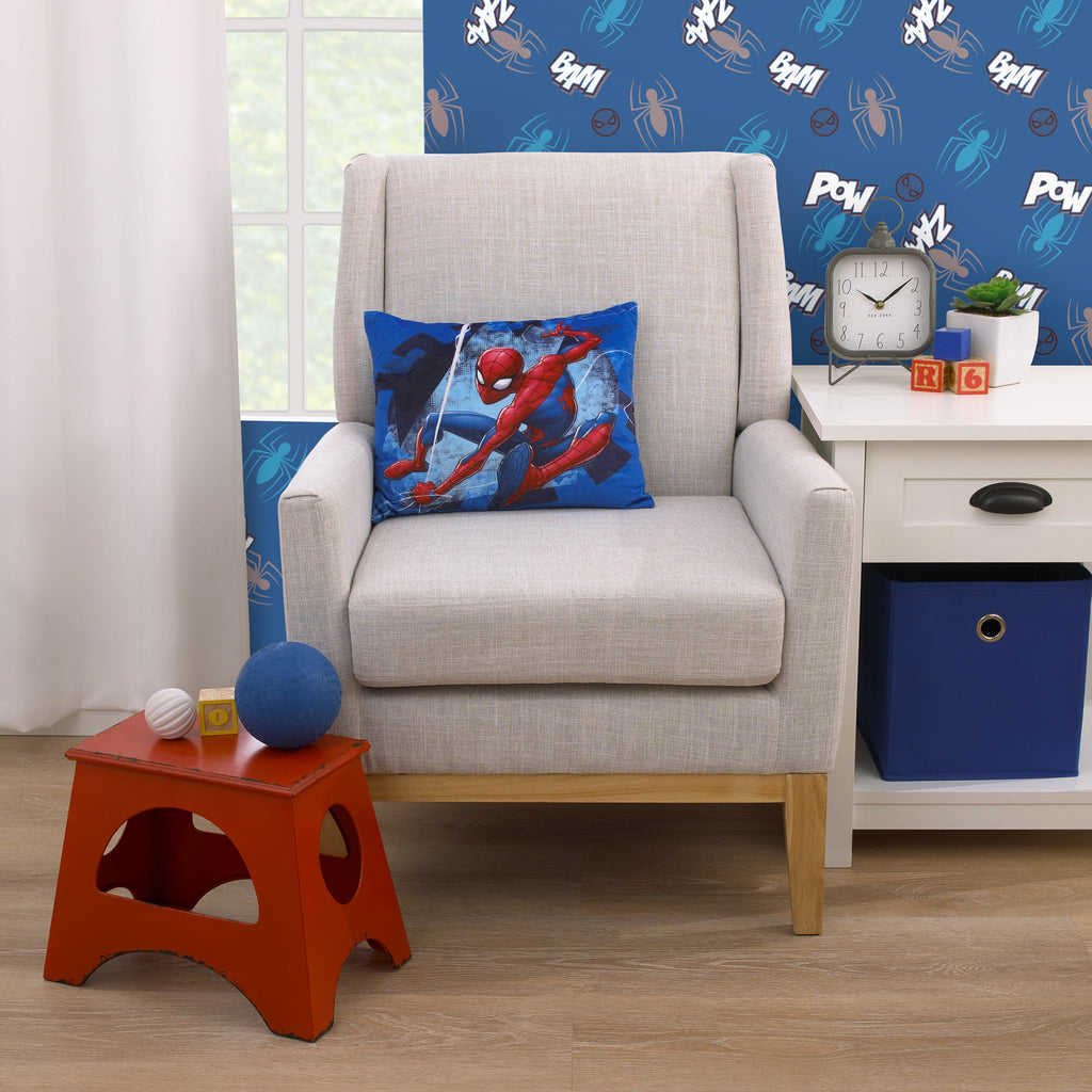 Spider-Man to the Rescue Blue and Red Plush Toddler Pillow