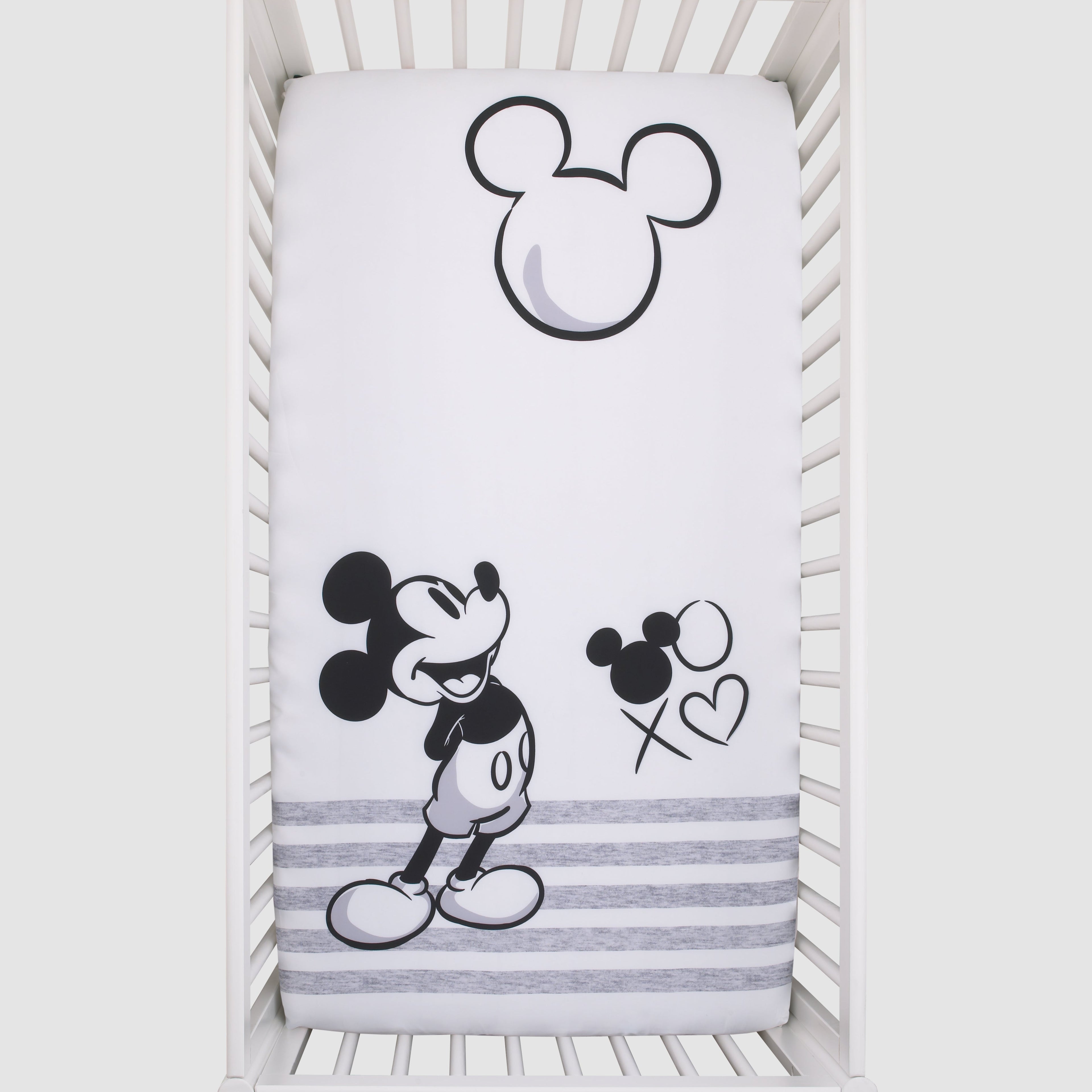 Mickey Mouse - Grey, Ivory and Black Photo Op Fitted Crib Sheet