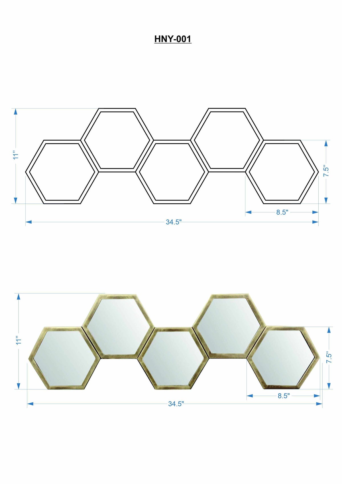 Gitagum Rustic Gold Honeycomb Mirror