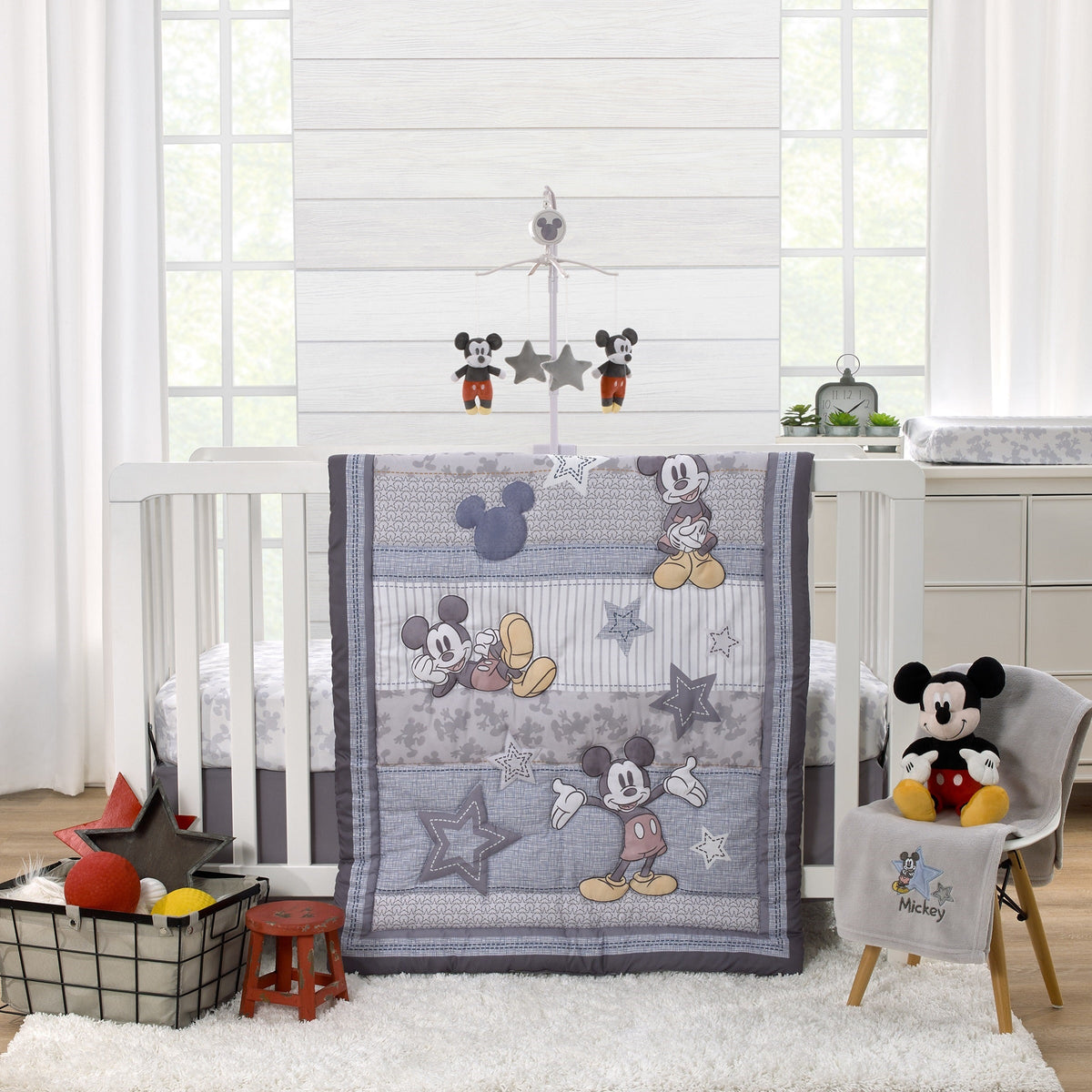 Mighty Mickey Mouse Grey and White Super Soft Changing Pad Cover
