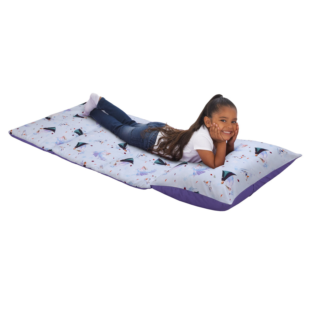Frozen Winter Cheer Lavender, Aqua, Green and White Anna, Elsa and Olaf Deluxe Easy Fold Toddler Nap Mat