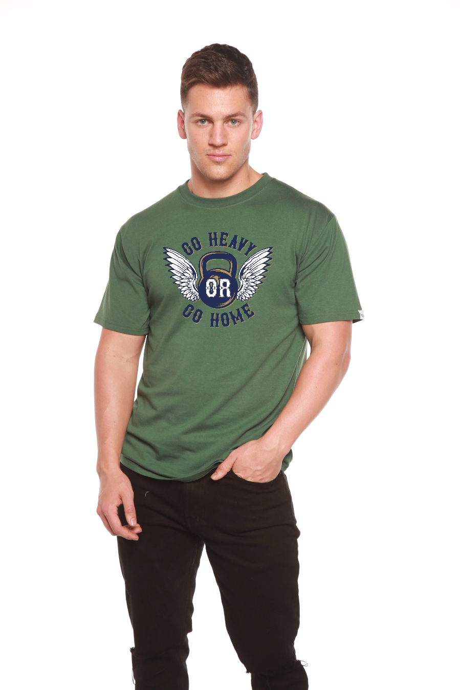 GO HEAVY Men's Bamboo Viscose/Organic Cotton Short Sleeve Graphic T-Shirt