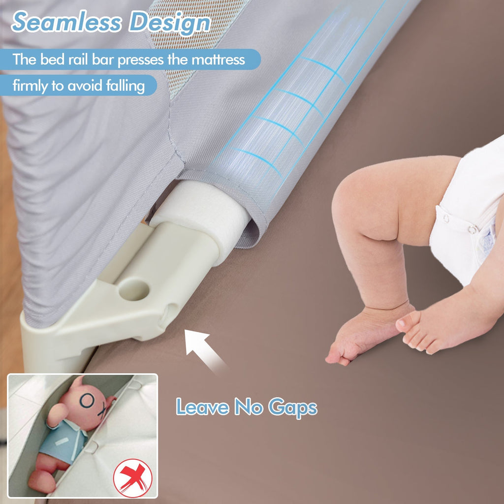 Vertical Lifting Baby Bed Rail with Double Safety Lock