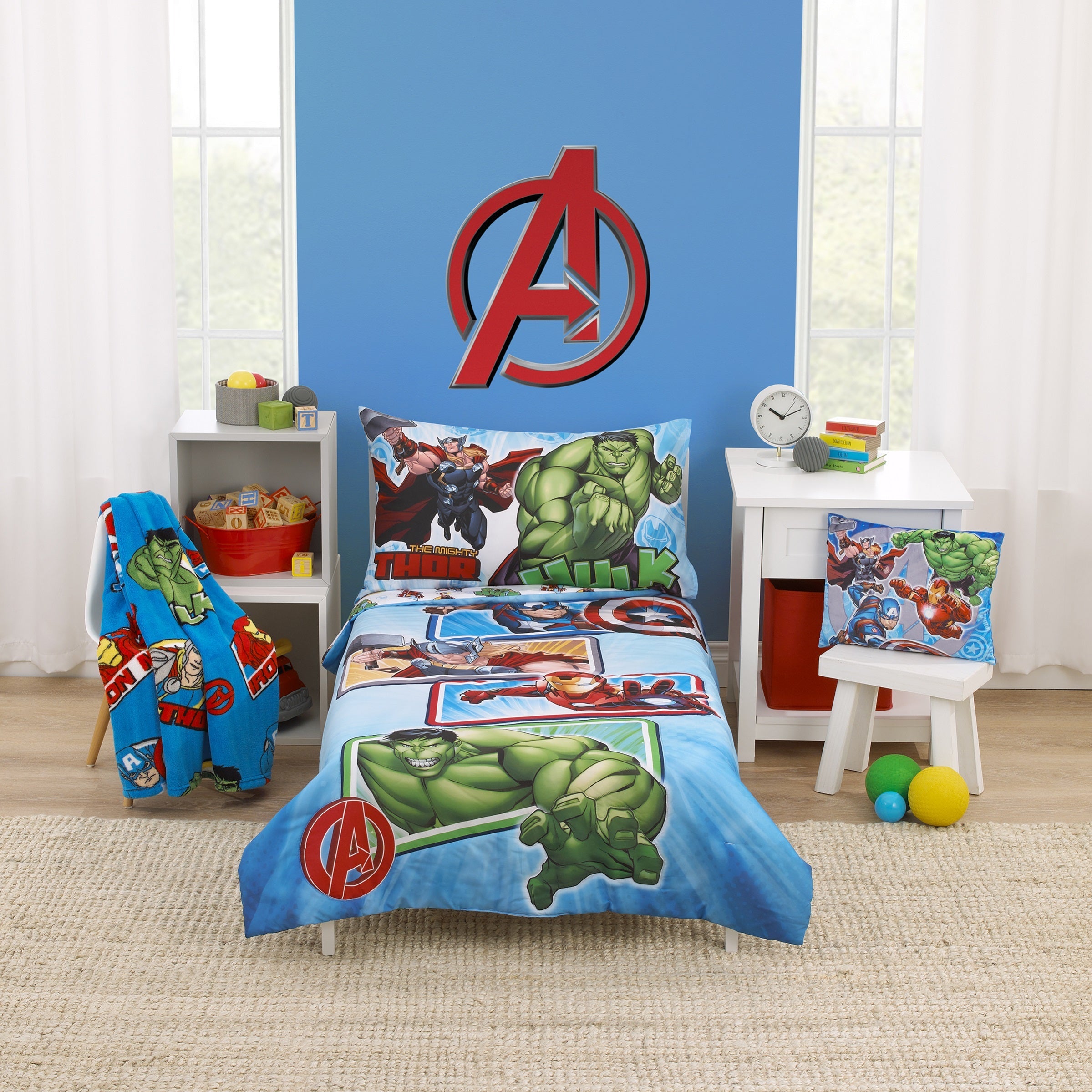 The Avengers I Am A Hero Blue, Green, and Red Super Soft Toddler Blanket