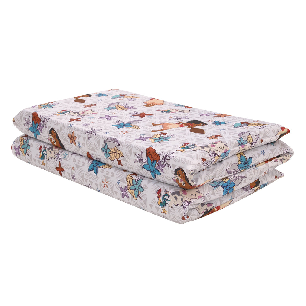 Moana Free as the Ocean Aqua, Purple, Orange, and White Tropical Preschool Nap Pad Sheet