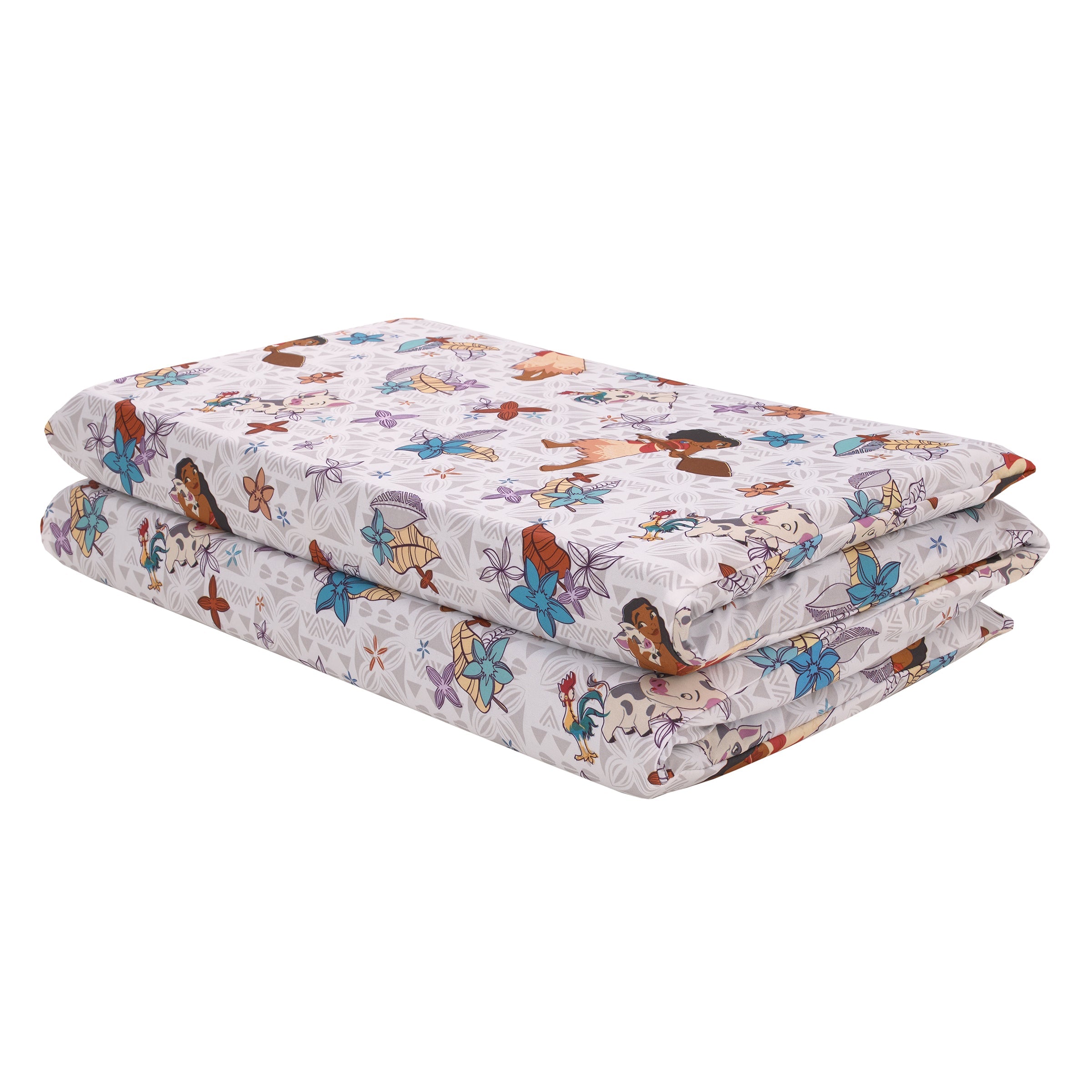 Moana Free as the Ocean Aqua, Purple, Orange, and White Tropical Preschool Nap Pad Sheet