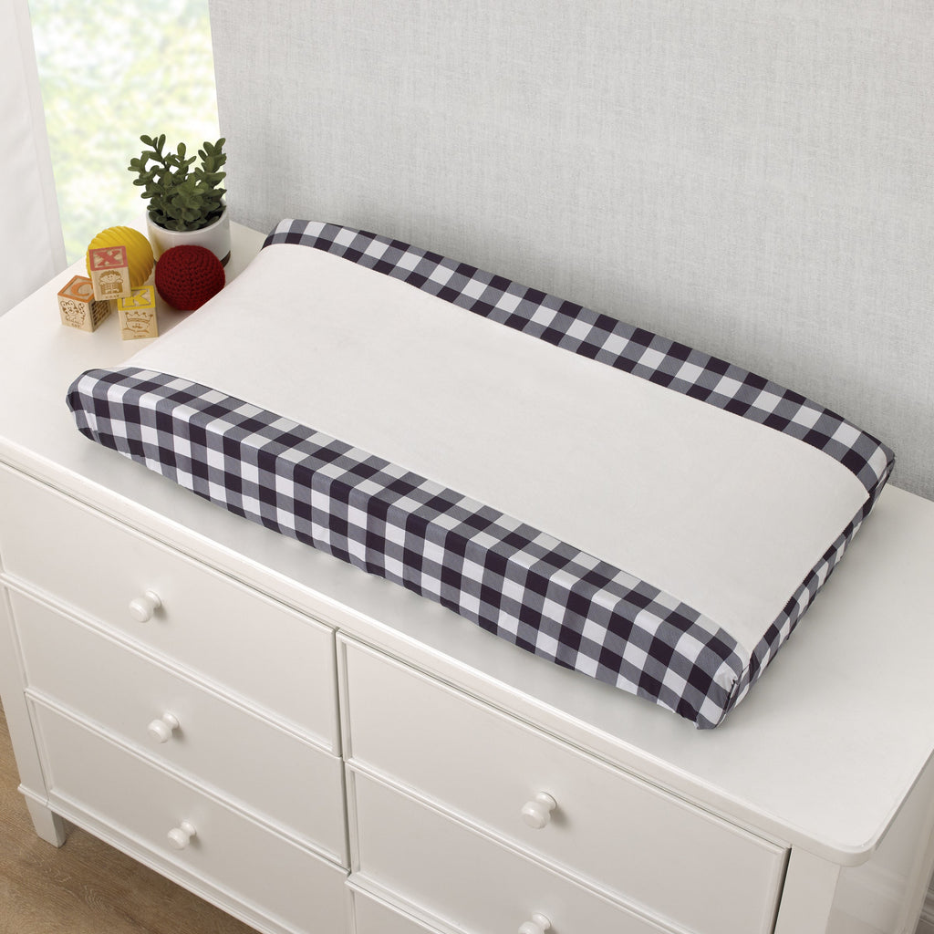 Into the Wilderness Navy and White Check Super Soft Changing Pad Cover