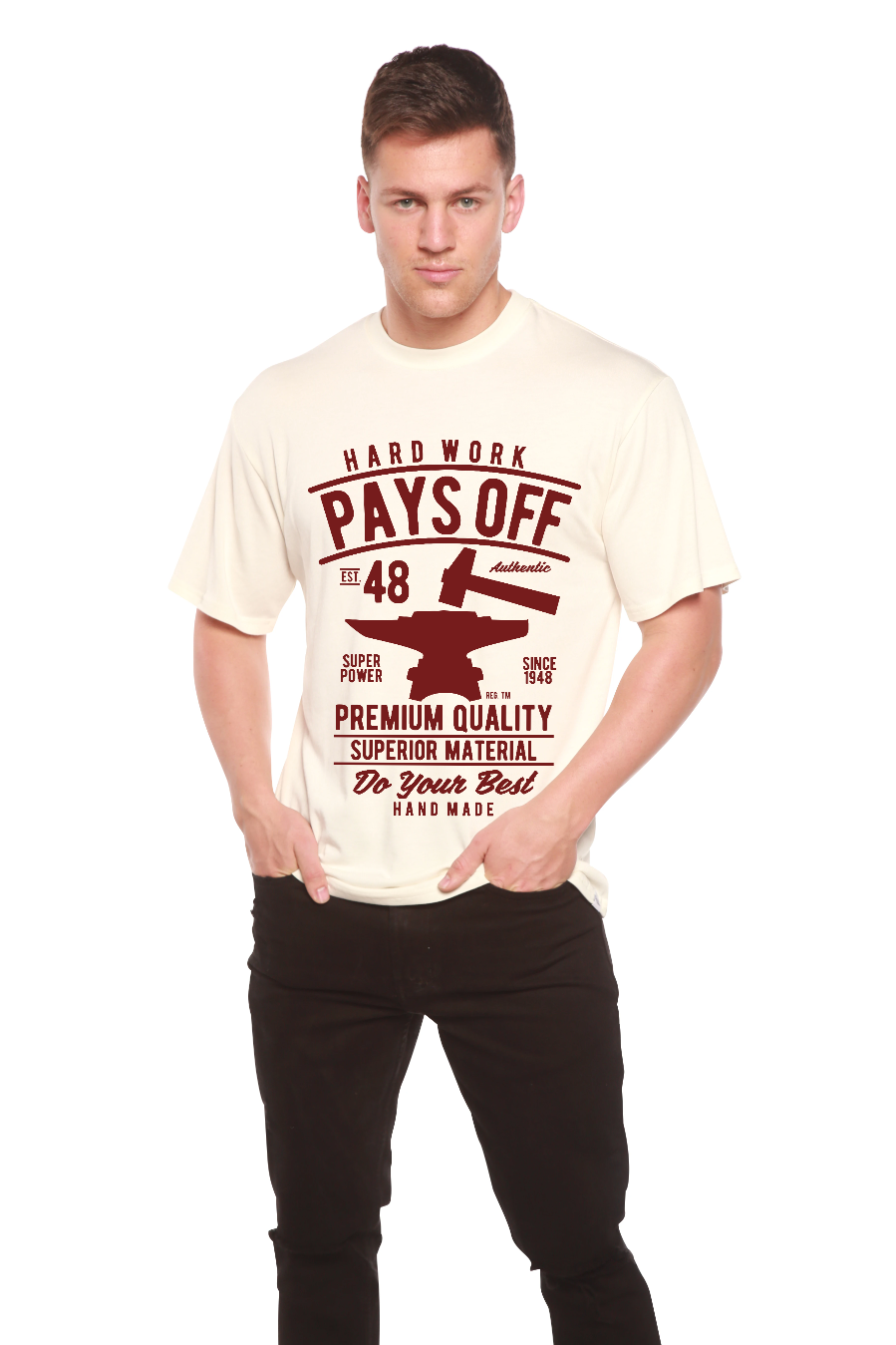 Hard Work Pays Men's Bamboo Viscose/Organic Cotton Short Sleeve Graphic T-Shirt