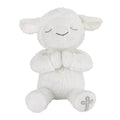 White Plush Lamb with Praying Hands and Embroidered Cross for Baptism or Christening Gift