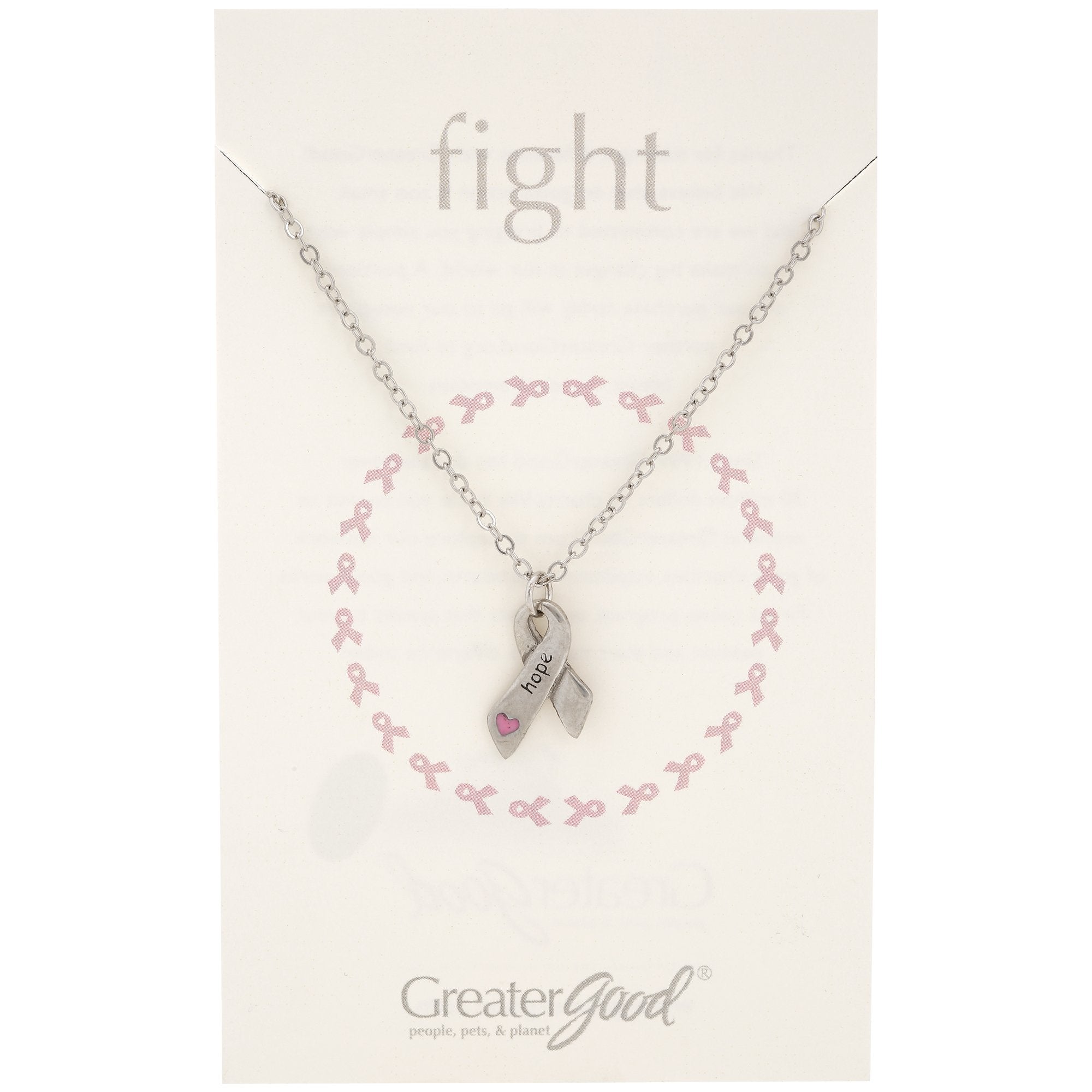 Heart & Hope Ribbon Pewter Necklace!