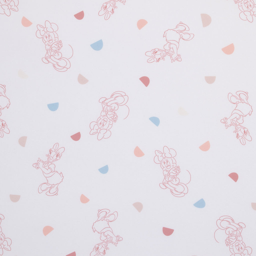 Minnie Mouse White, Light Blue, and Peach with Daisy Duck Super Soft Nursery Fitted Crib Sheet