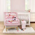 Minnie Mouse Hello Gorgeous Pink and White Floral 3 Piece Nursery Crib Bedding Set - Comforter, Fitted Crib Sheet, and Printed Blanket