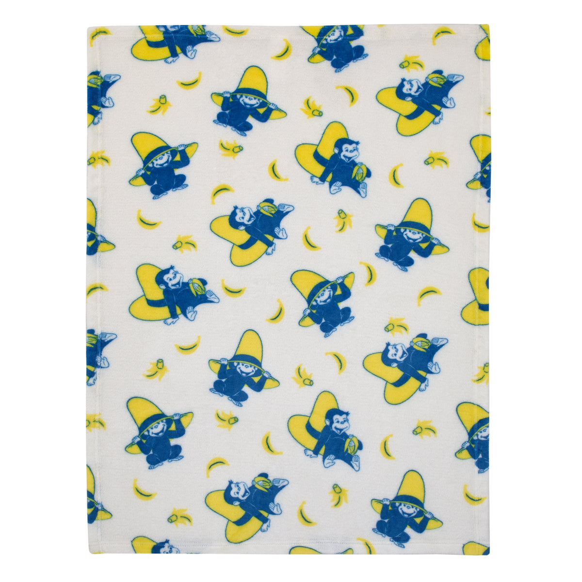 Curious George White, Navy and Yellow Hat and Bananas Super Soft Baby Blanket