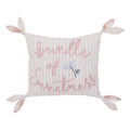 Farmhouse Chic Pink and White Stripe "Bundle of Sweetness" Decorative Throw Pillow with Knotted Ties