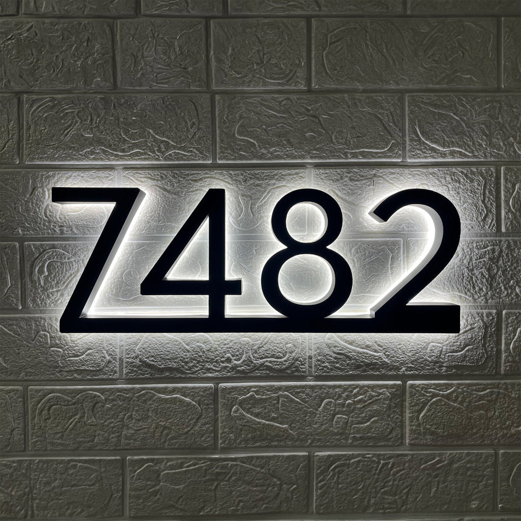 Backlit LED House Numbers with Underline – Modern Illuminated Address Numbers