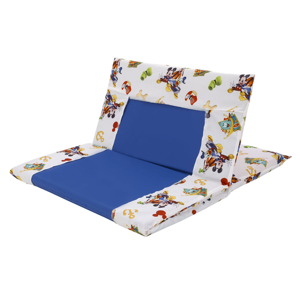 Mickey Mouse Funhouse Crew Blue, Red, Yellow, and White, Funny, Donald Duck, Goofy and Pluto Preschool Nap Pad Sheet