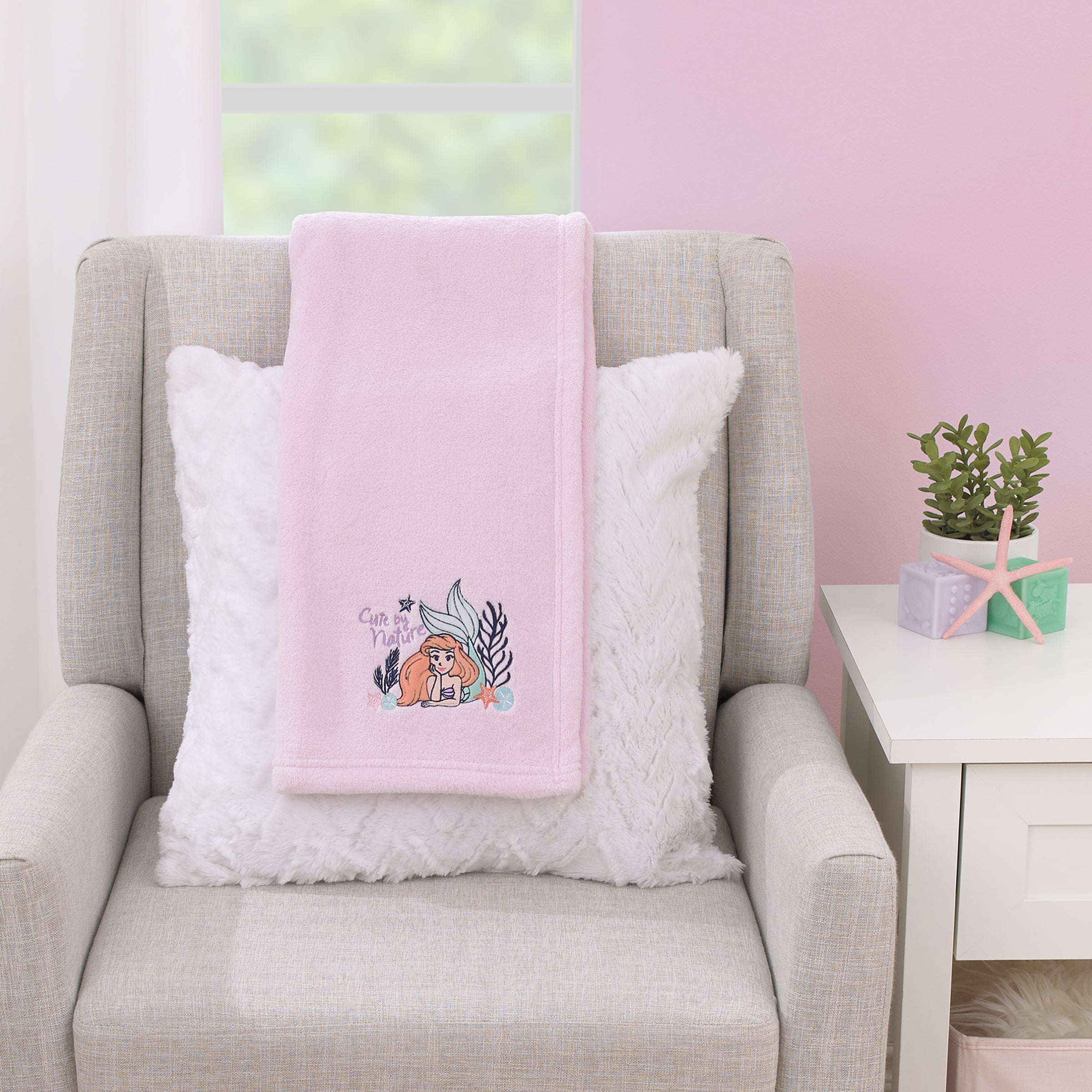 The Little Mermaid Pink Ariel Cute by Nature Super Soft Baby Blanket