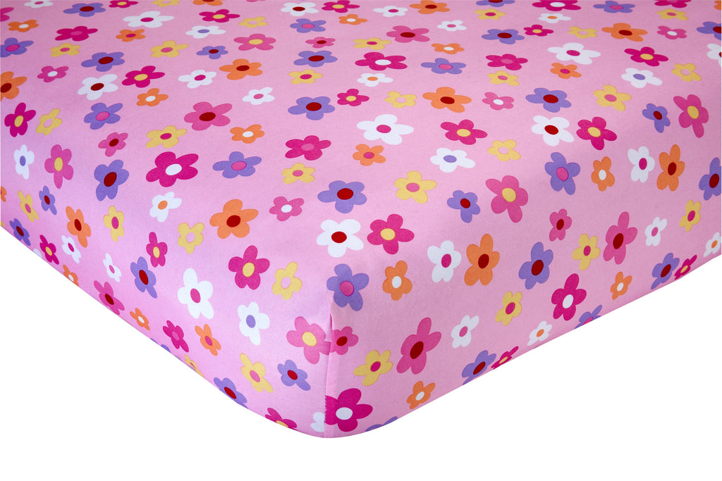 Everything Kids Fairytale Pink, Green and Teal, Castle, Frog, Flowers 4 Piece Toddler Bed Set - Comforter, Fitted Bottom Sheet, Flat Top Sheet, Reversible Pillowcase