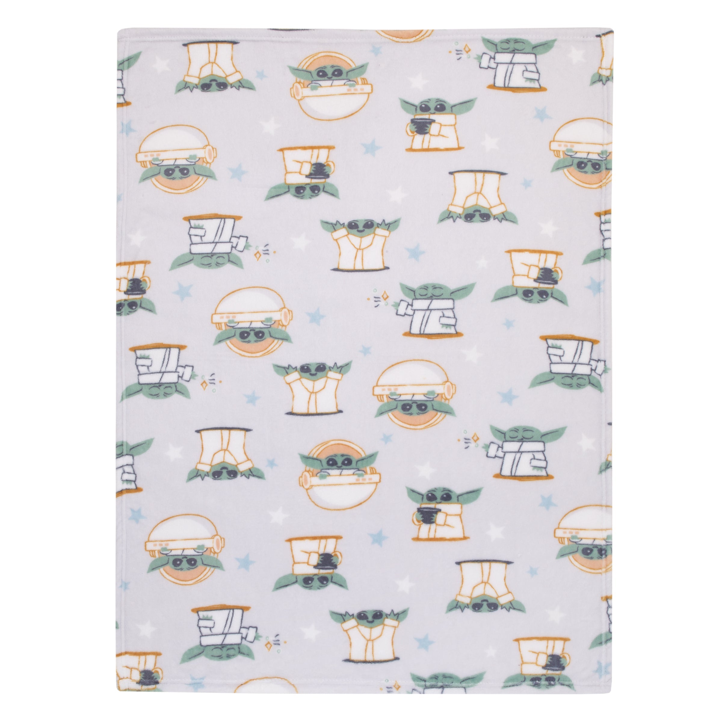 Grogu Cutest in the Galaxy Cream, Green, and White Super Soft Baby Blanket