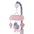 Mermaid Lagoon Pink and Blue Seashells and Jellyfish Ruffled Carousel Style Musical Mobile