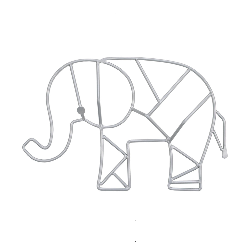 Elephant Shaped Wire Nursery Wall Decor, Grey Finish