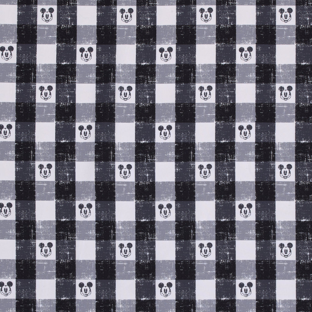 Mickey Mouse - Black, White and Gray Plaid Nursery Fitted Mini Crib Sheet