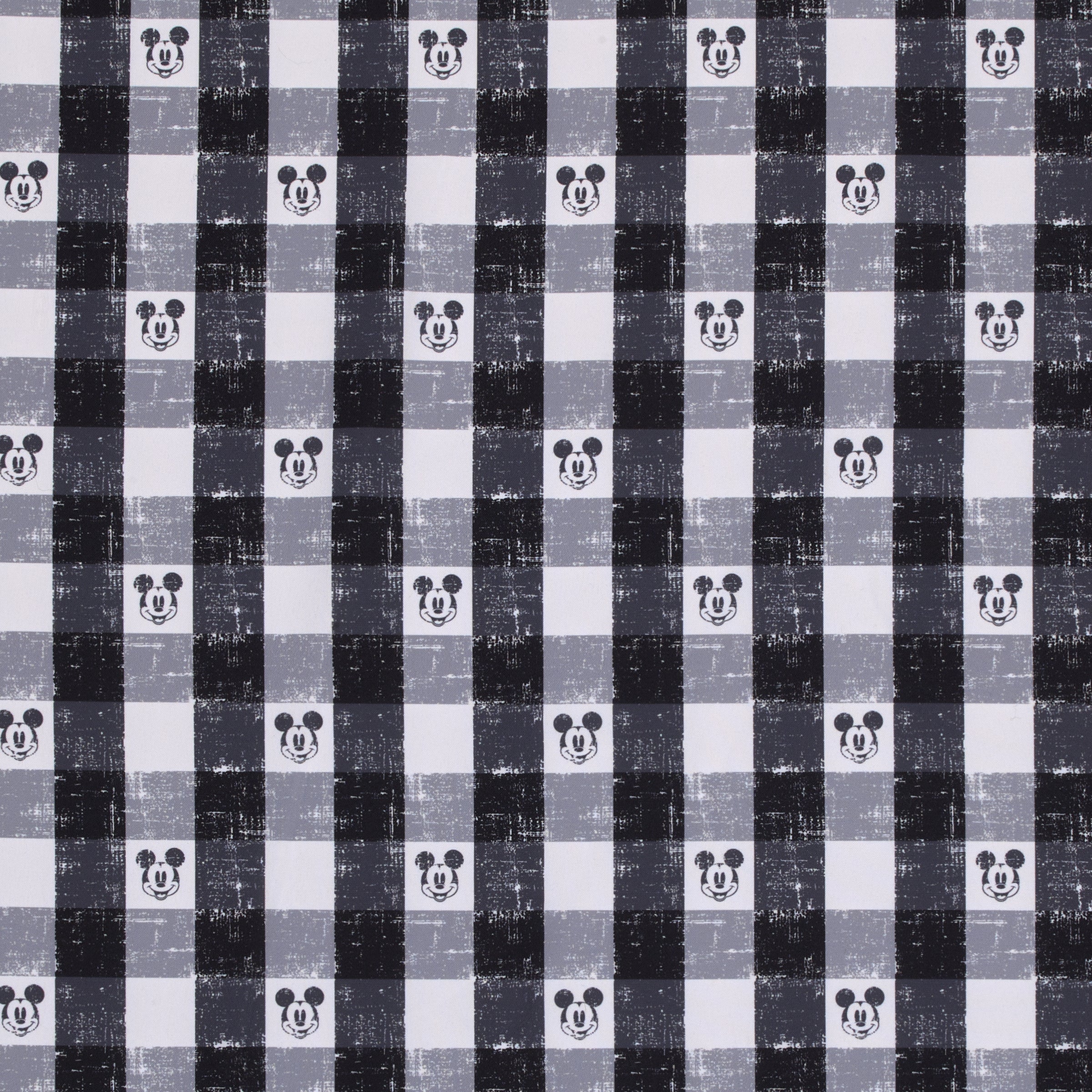 Mickey Mouse - Black, White and Gray Plaid Nursery Fitted Mini Crib Sheet