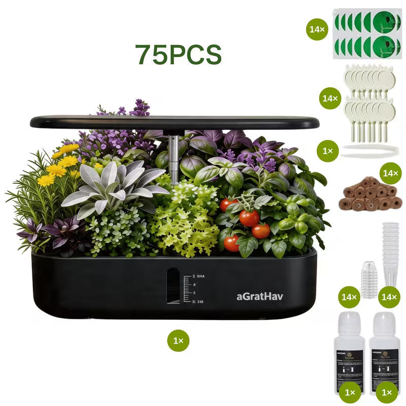 1.32 Gal 14-Plant Indoor Hydroponic Growing Kit with LED Grow Light