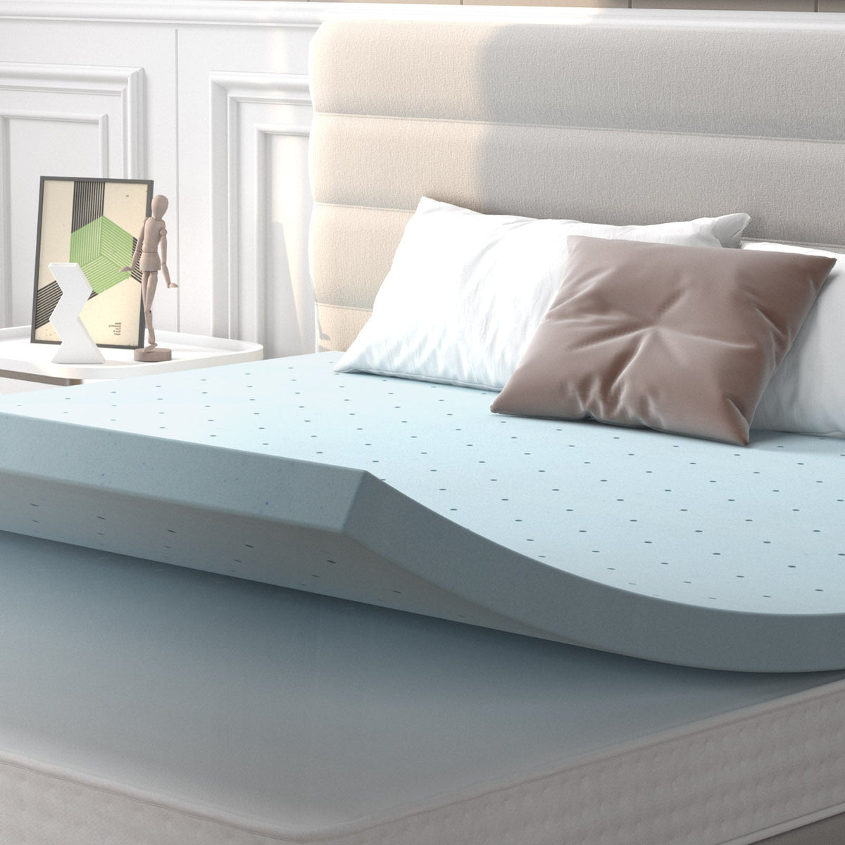 4 Inch Gel Injection Memory Foam Mattress Top Ventilated Mattress Double Bed