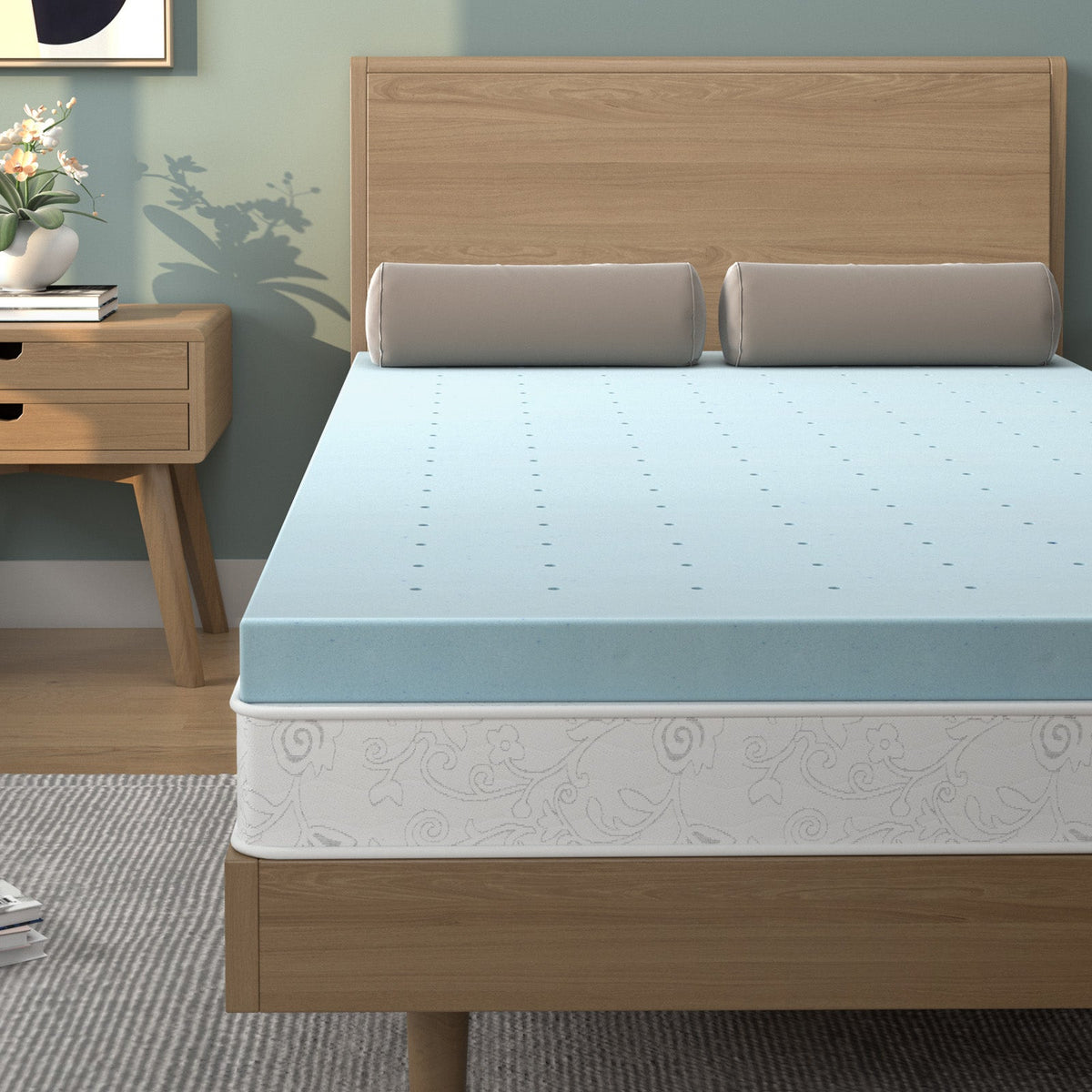 4 Inch Gel Injection Memory Foam Mattress Top Ventilated Mattress Double Bed