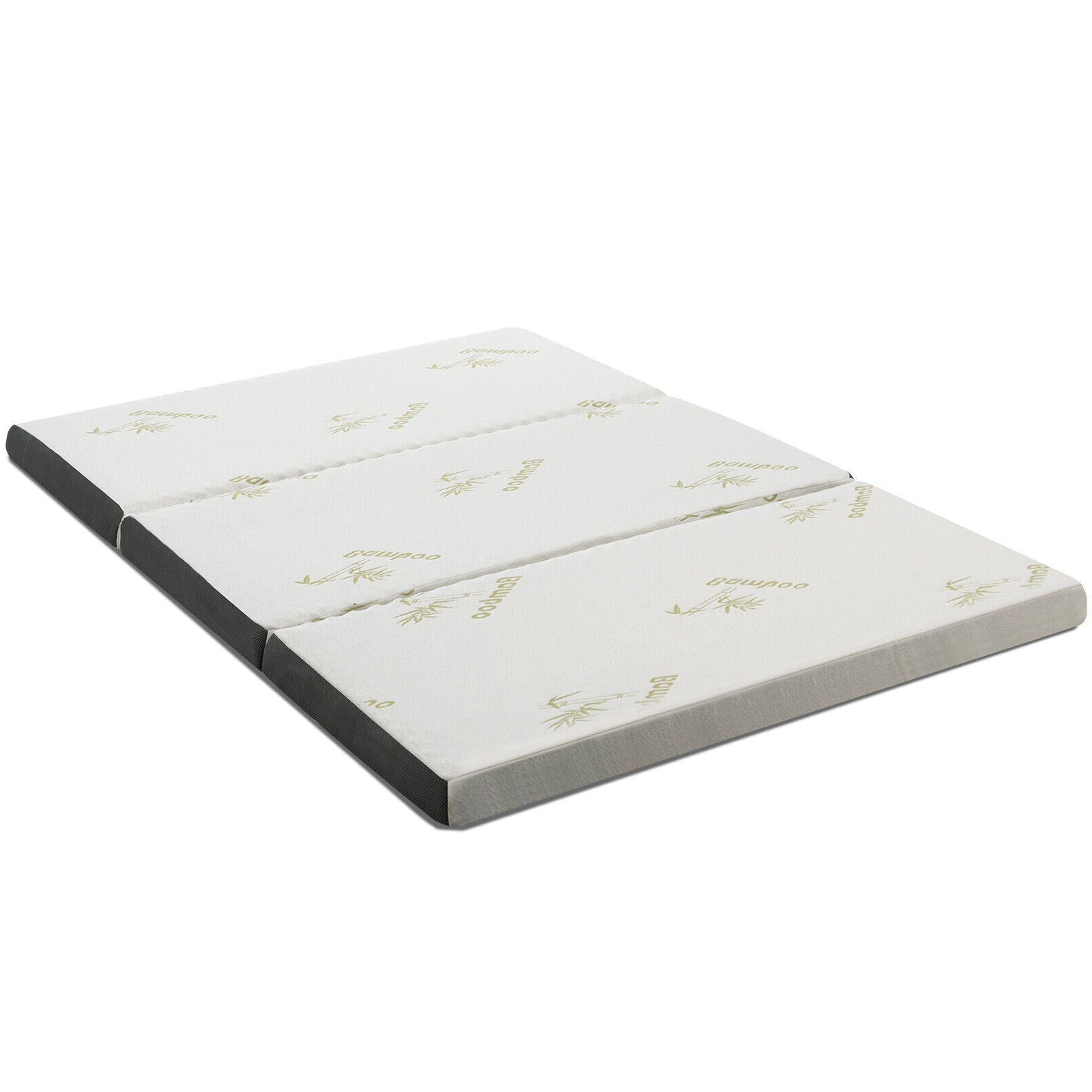 Portable Tri-fold Memory Foam Floor Mattress Topper Portable with Carrying Bag