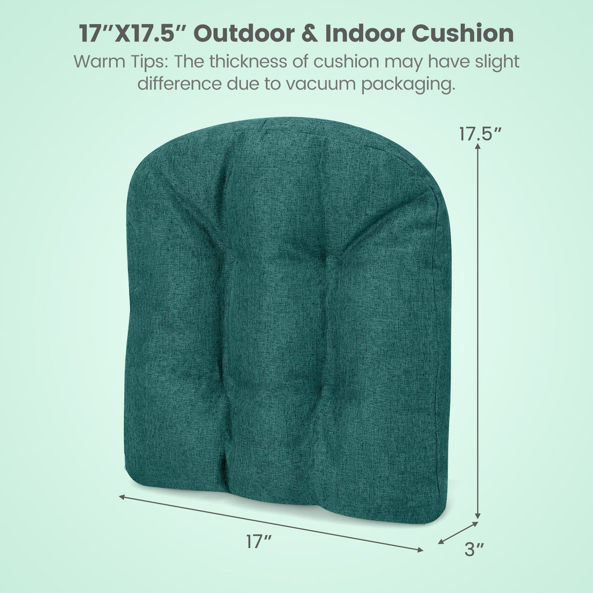 4 Pack 17.5 x 17 Inch U-Shaped Chair Pads with Polyester Cover