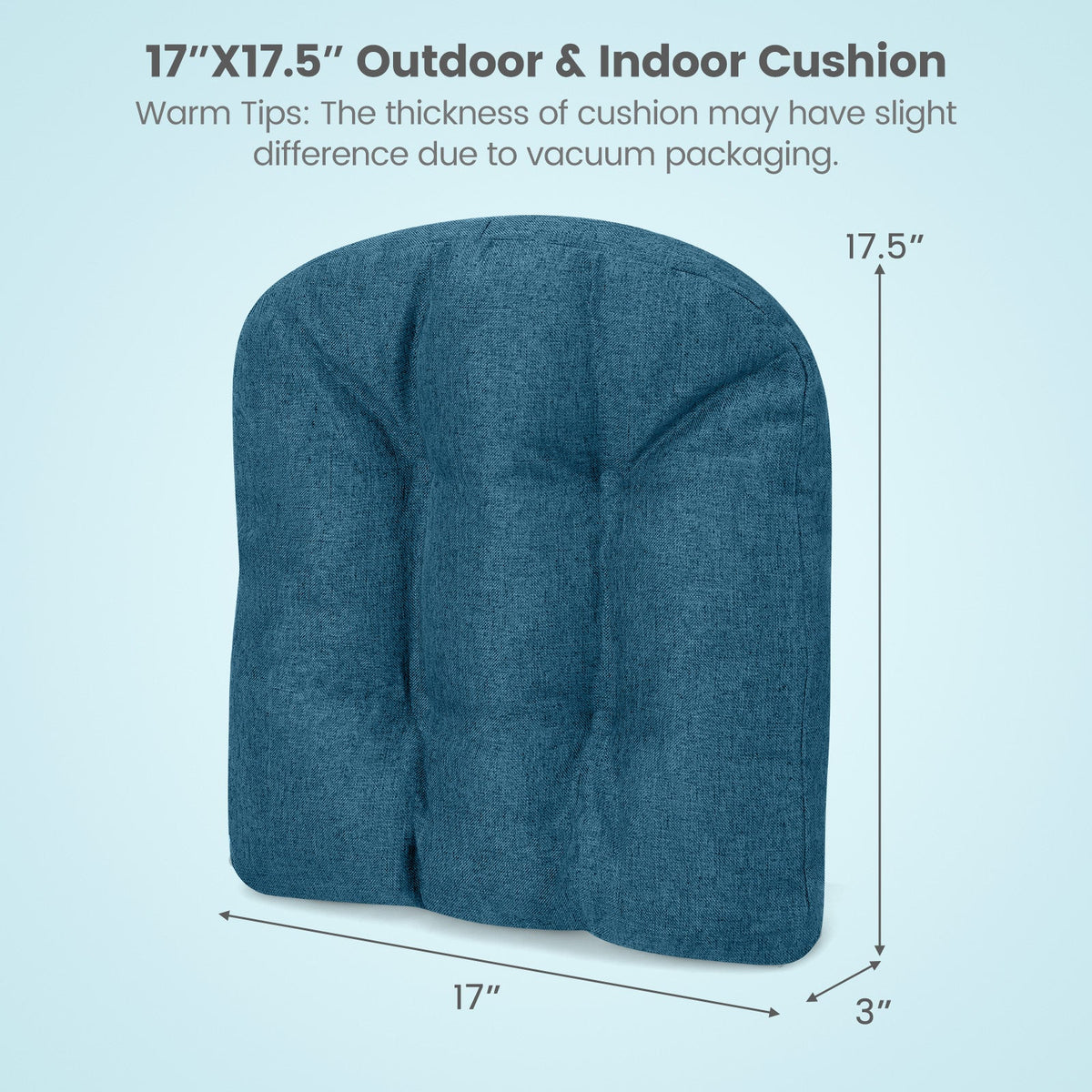 4 Pack 17.5 x 17 Inch U-Shaped Chair Pads with Polyester Cover