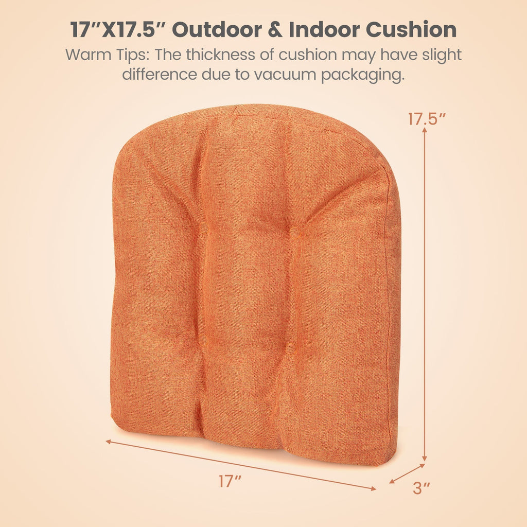 4 Pack 17.5 x 17 Inch U-Shaped Chair Pads with Polyester Cover