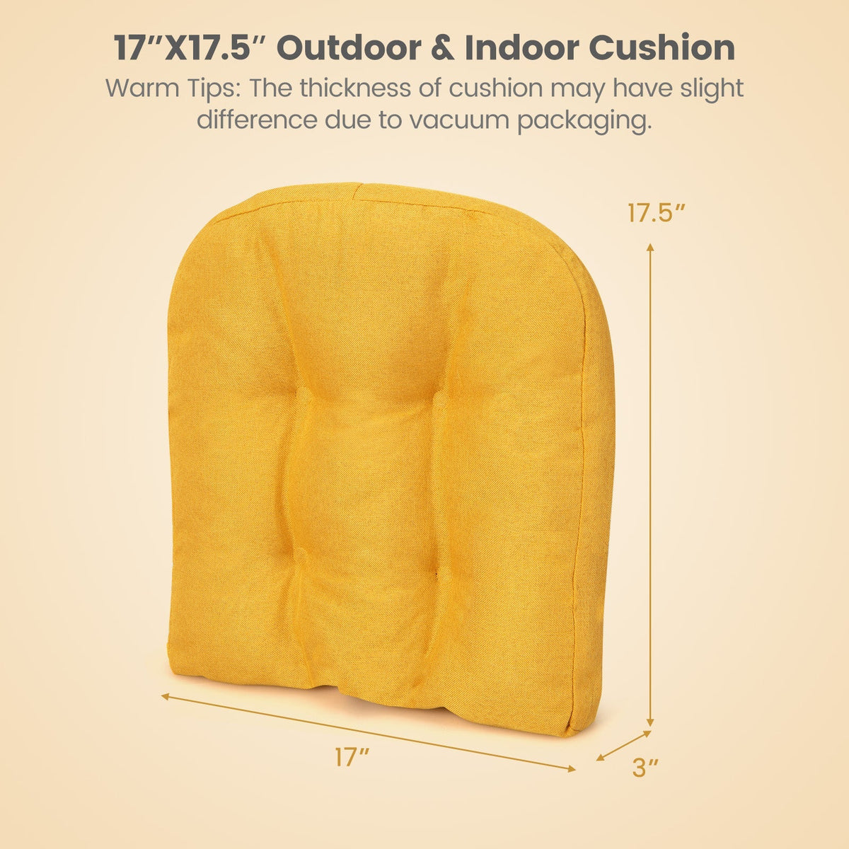 4 Pack 17.5 x 17 Inch U-Shaped Chair Pads with Polyester Cover