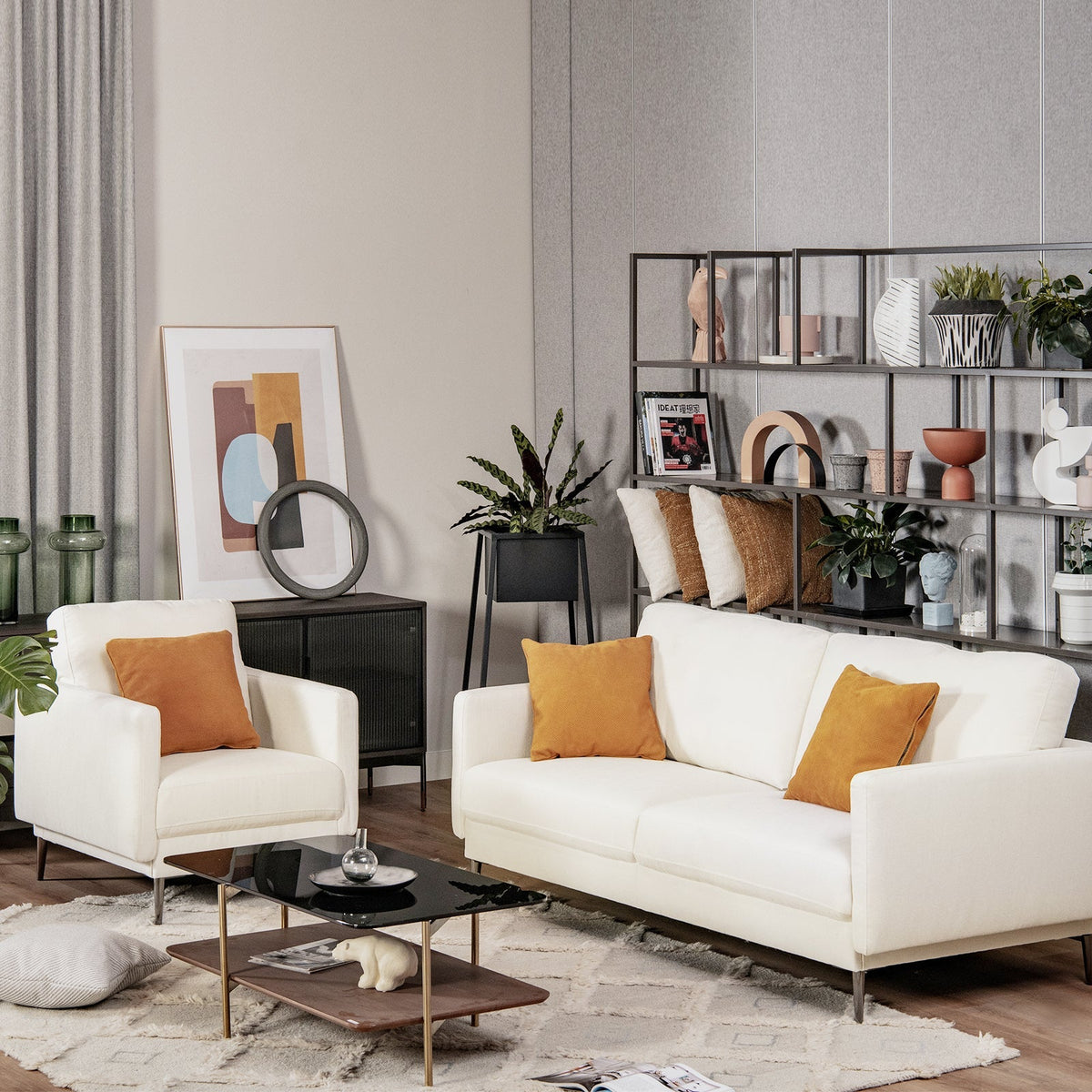 Modern Upholstered Accent Chair with Removable Backrest Cushion
