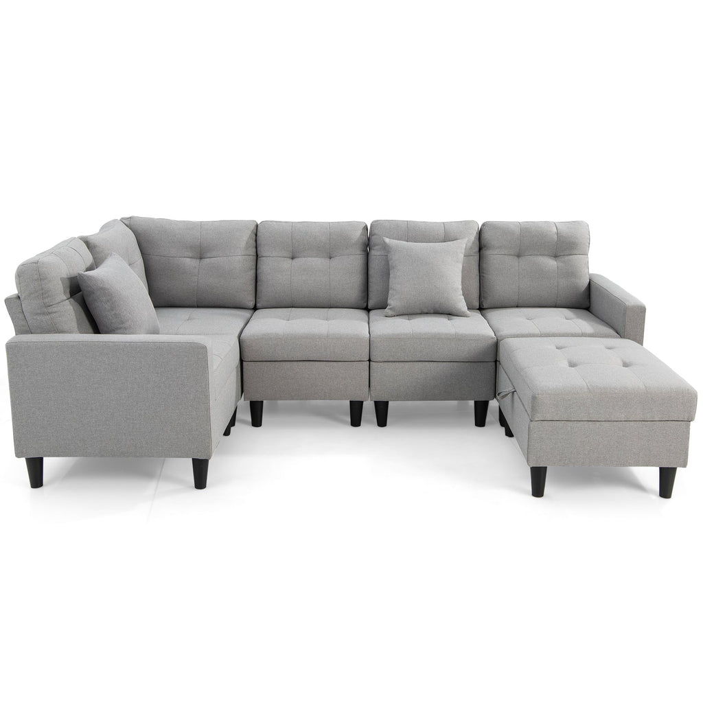L-shaped Sectional Corner Sofa Set with Storage Ottoman