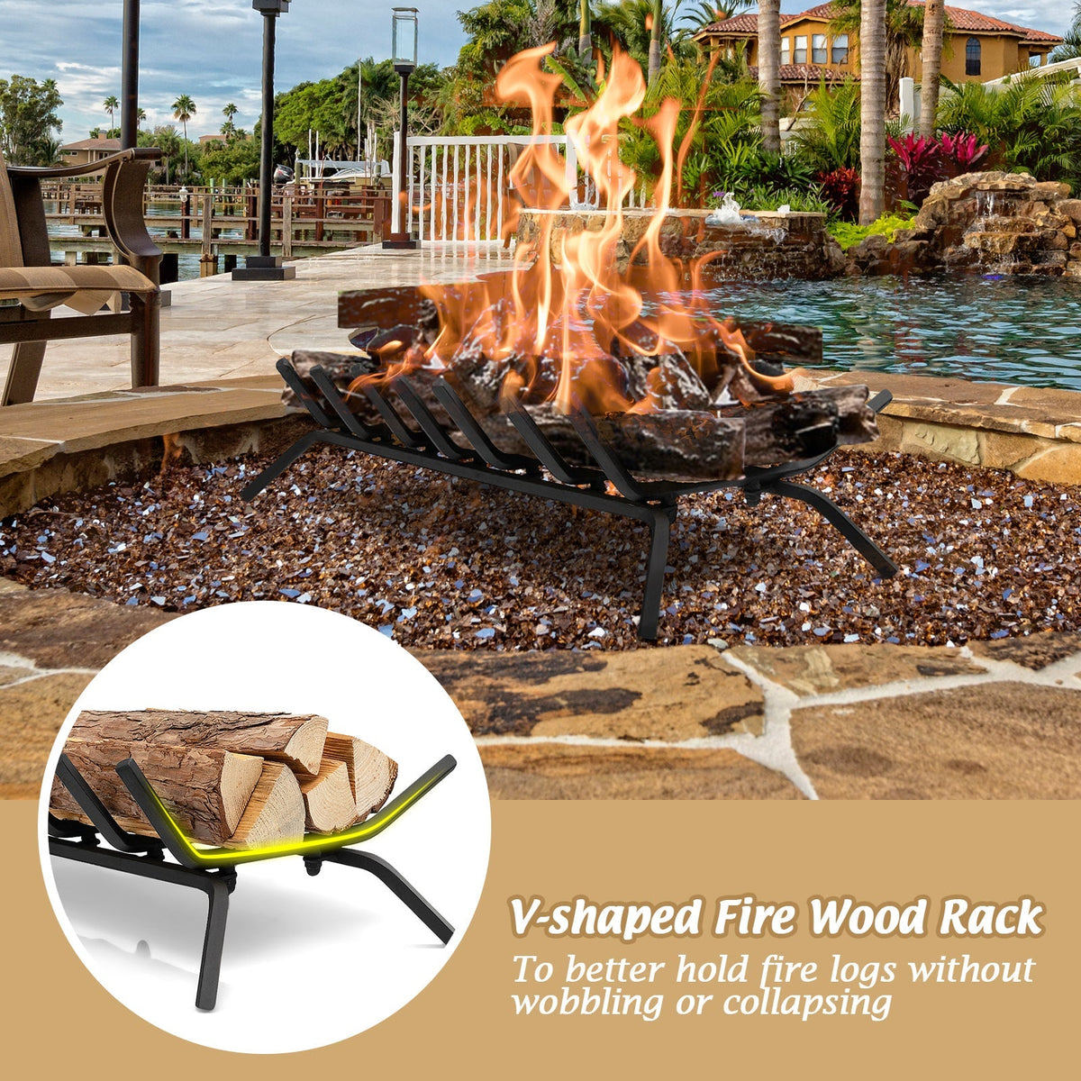 31/25/18 Inch Fireplace Grate for Outdoor Fire Pit