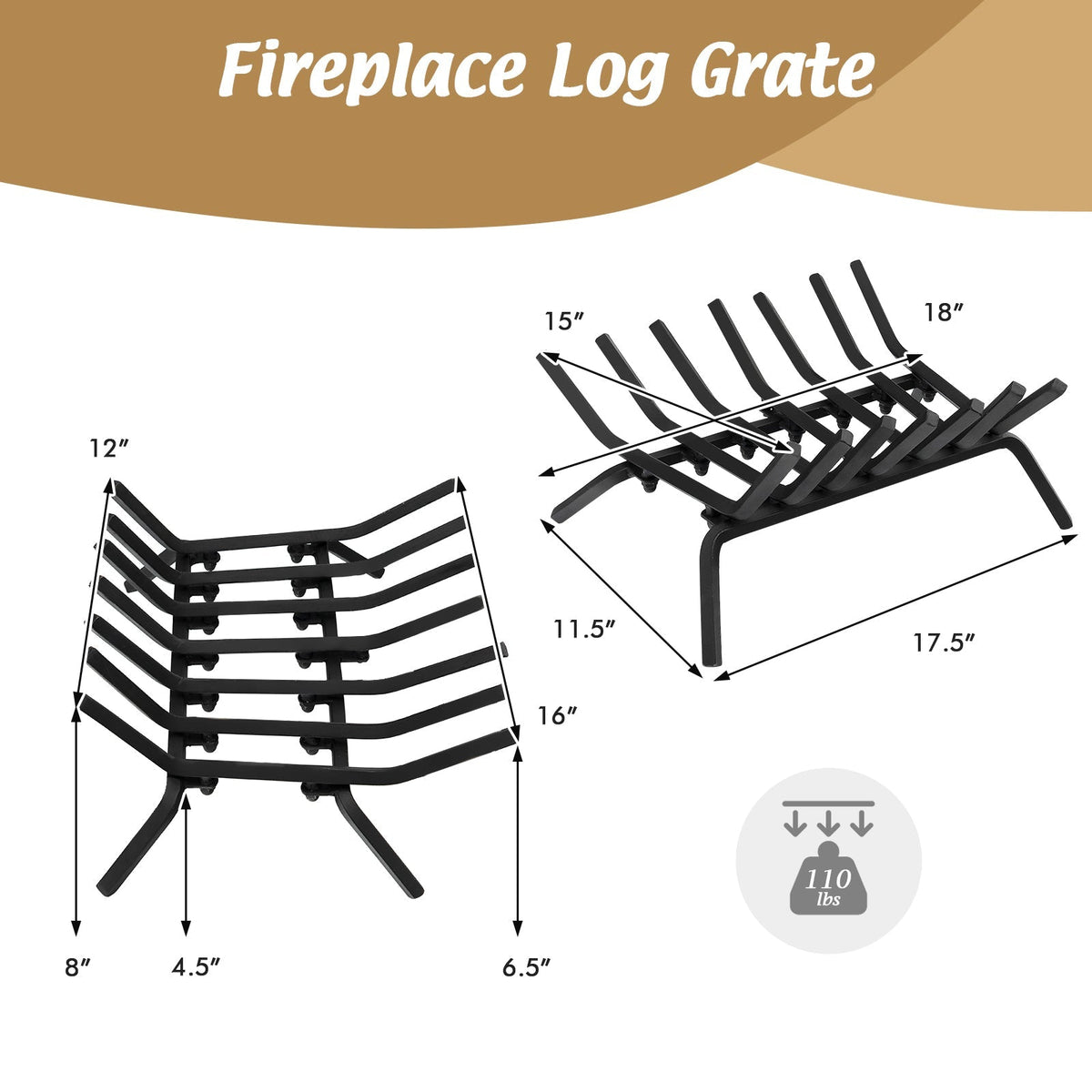 31/25/18 Inch Fireplace Grate for Outdoor Fire Pit