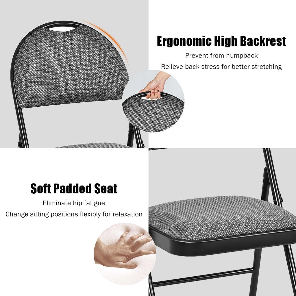 Set of 6 Folding Fabric Upholstered Metal Chairs