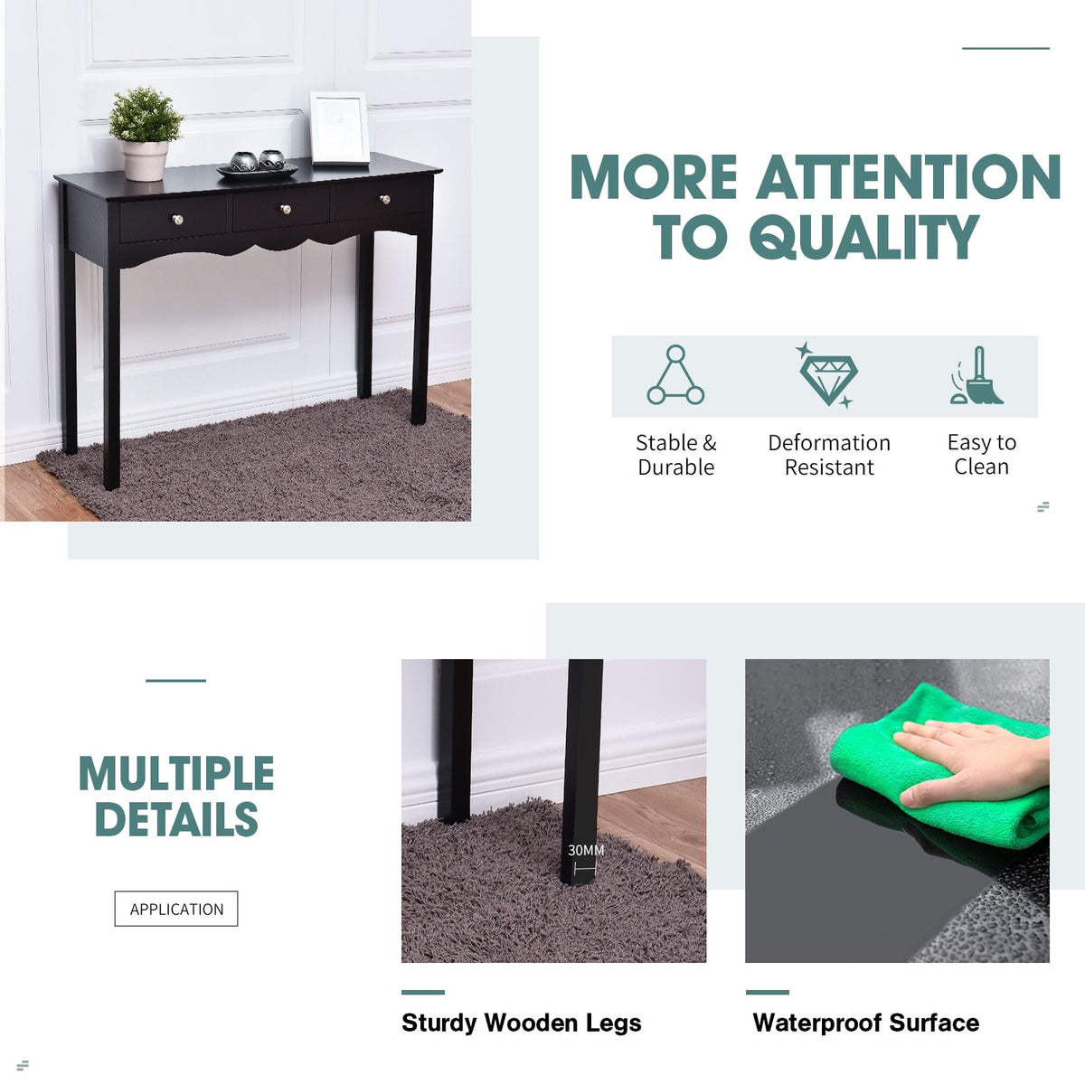 Hall table Side Table w/ 3 Drawers