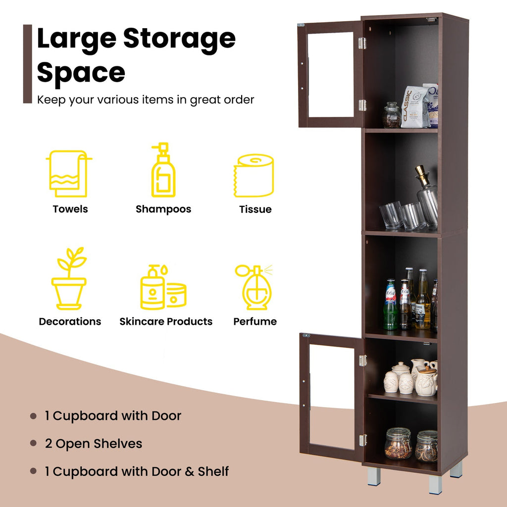 71 Inch Tall Tower Bathroom Storage Cabinet and Organizer Display Shelves for Bedroom