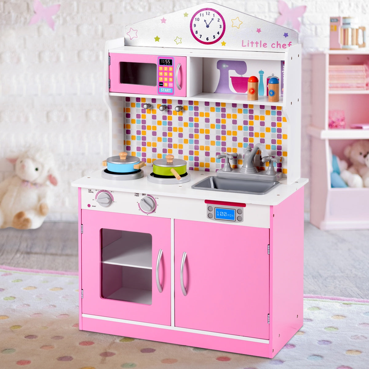 Kids Wooden Pretend Cooking Playset Cookware