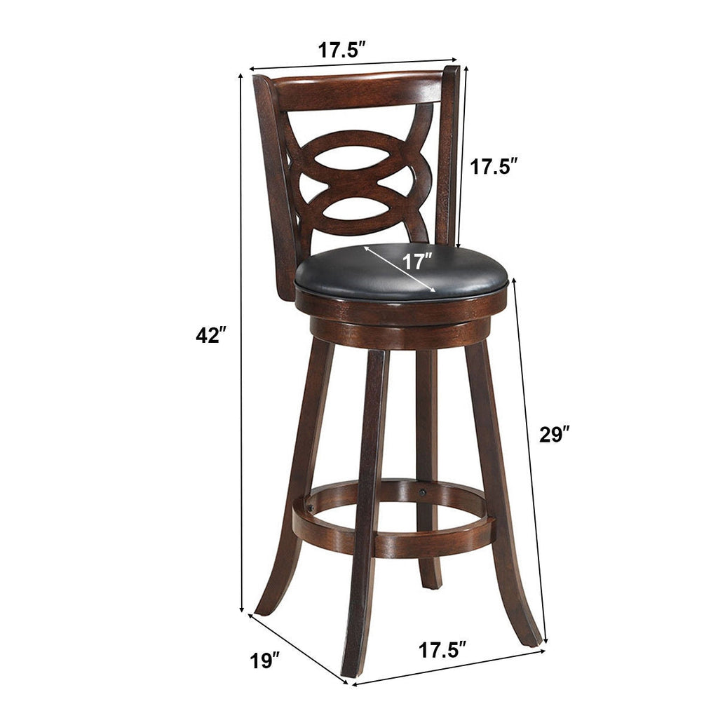 Counter Height Upholstered Espresso Swivel Dining Chair with Cushion Seat
