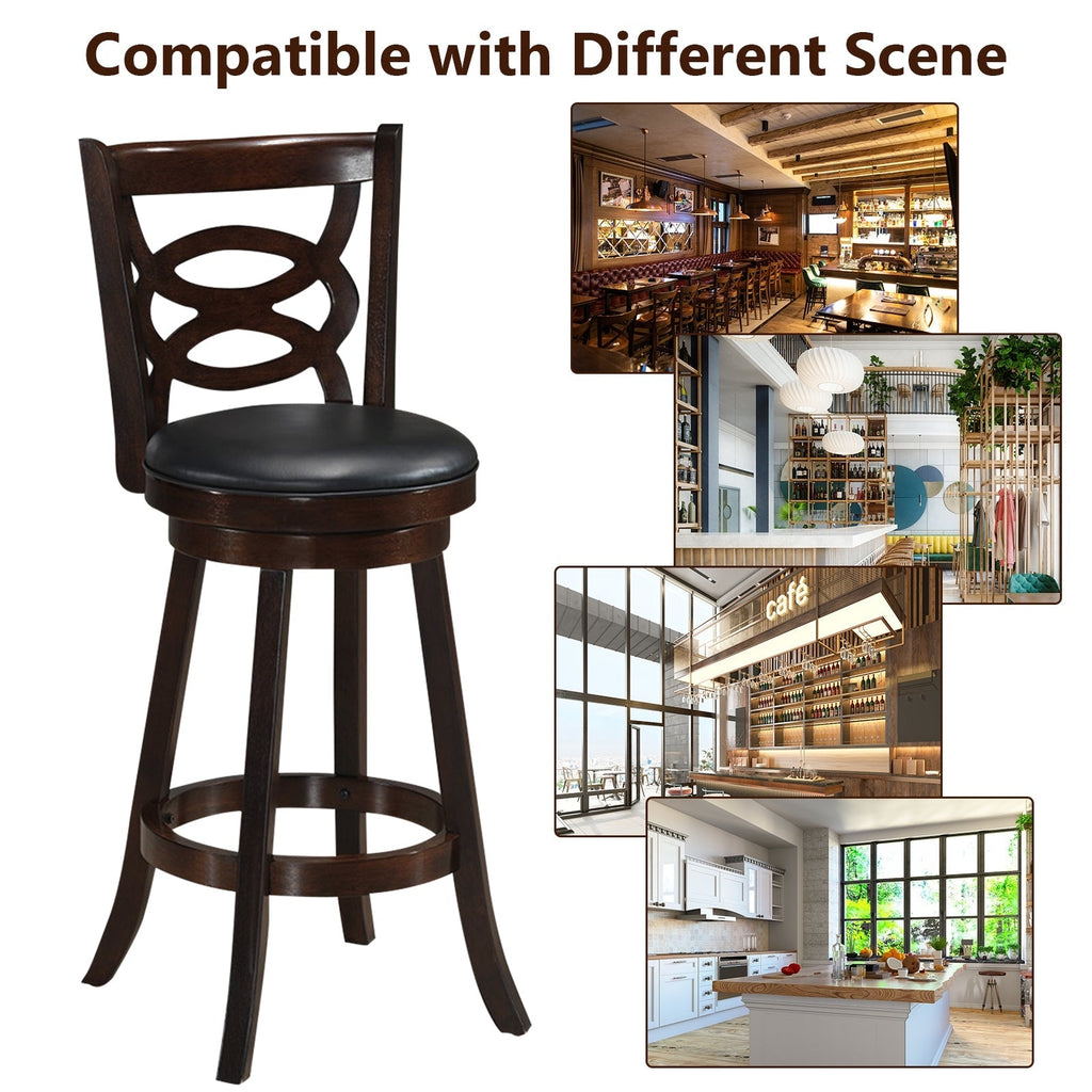 Counter Height Upholstered Espresso Swivel Dining Chair with Cushion Seat