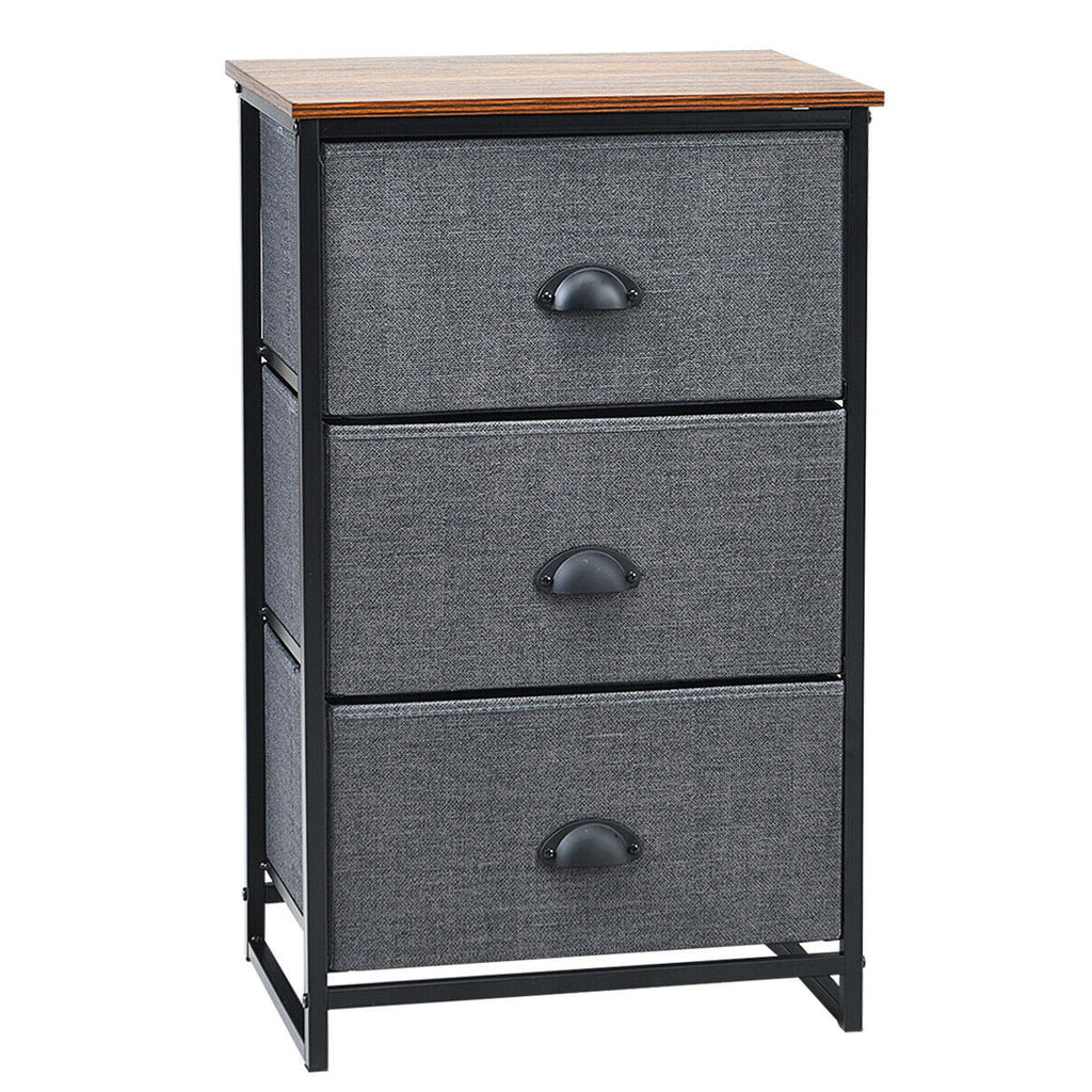Nightstand Side Table Storage Tower Dresser Chest with 3 Drawers